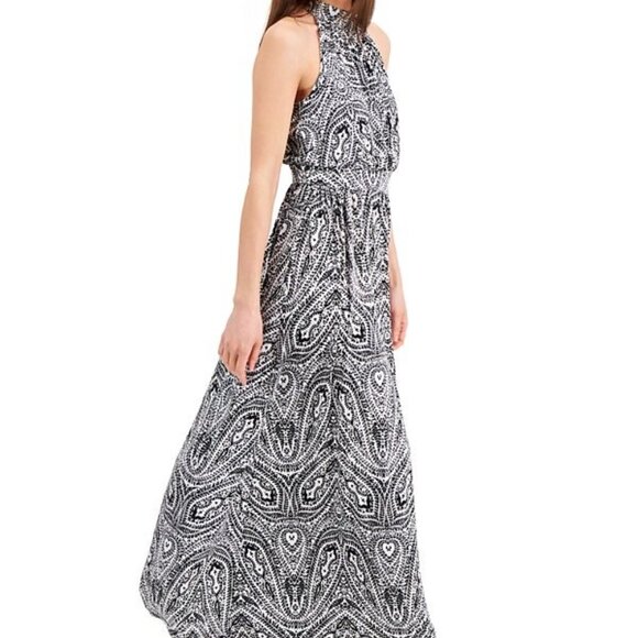 INC International Concepts Dresses & Skirts - INC Black & White Paisley Print Halter Maxi Dress Size XL